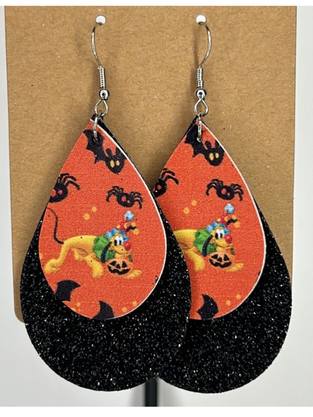 *LAST SET* Faux Leather  Earrings Halloween Sparkling Disney Fashion Jewelry